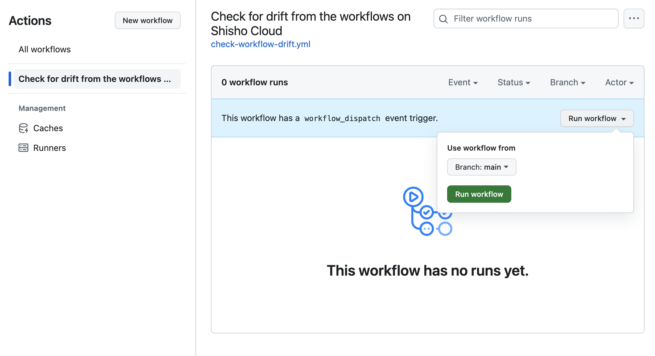 Manually triggering the workflow from the GitHub Actions workflow page