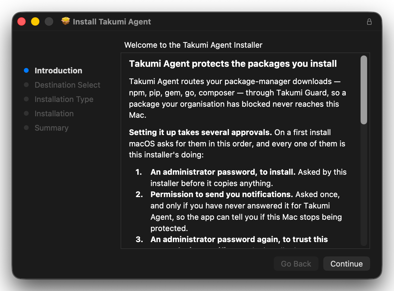 The Takumi Agent installer