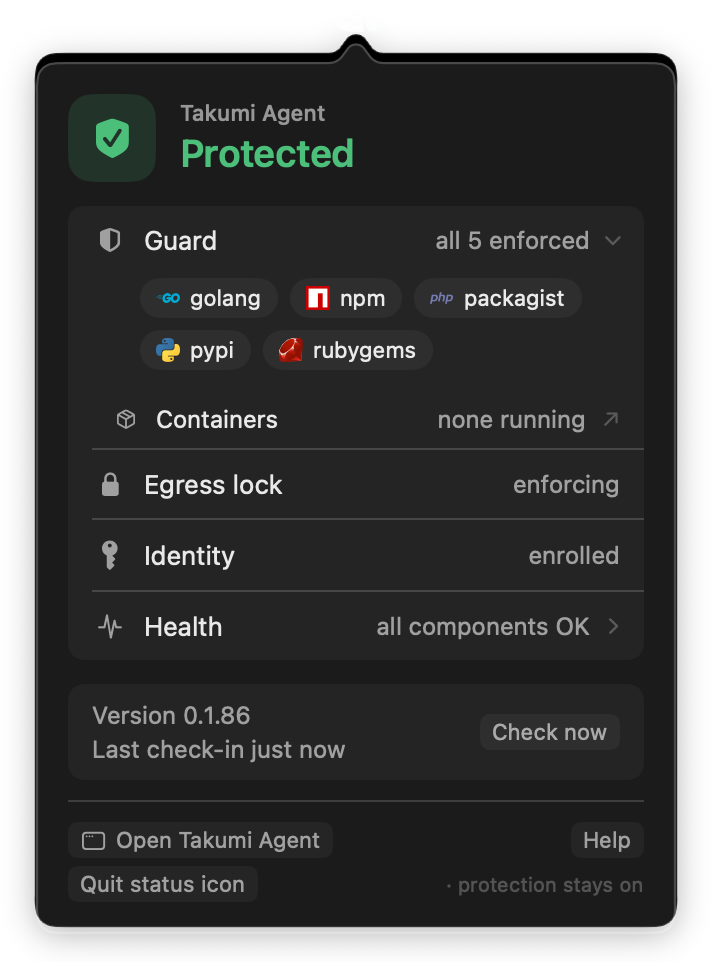 The menu bar panel