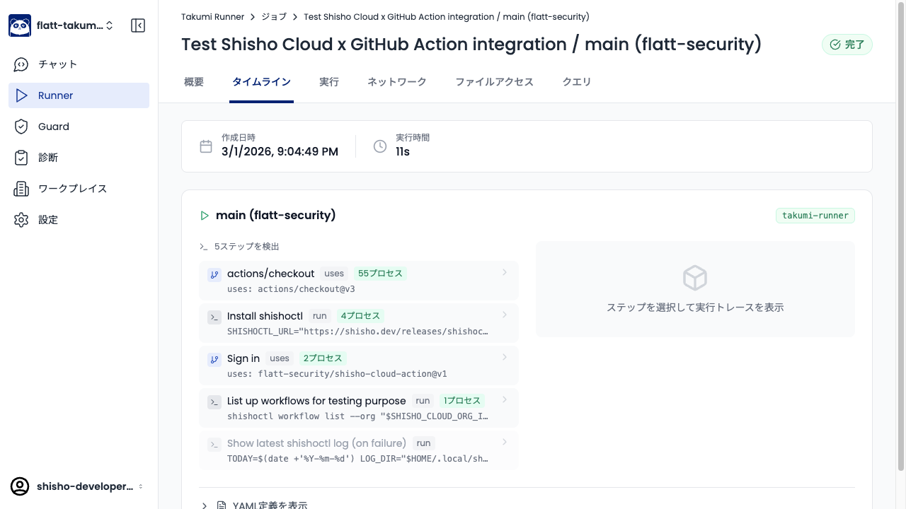 タイムラインタブ