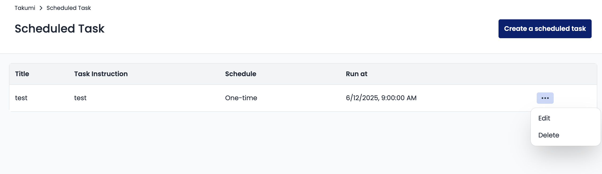 Takumi task page detail